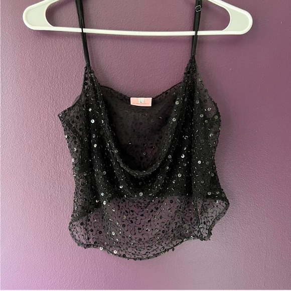 Dyspnea Cami top in black sequin - Picture 3 of 3